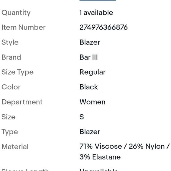 NWT Bar III Suit jacket - Picture 9 of 9